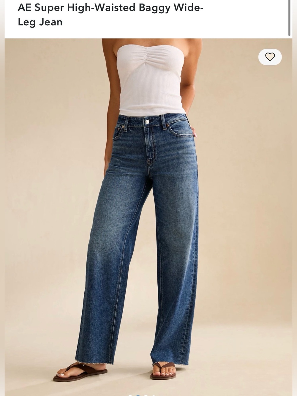 American Eagle Outfitters Medium Wash Wide-Leg Jeans